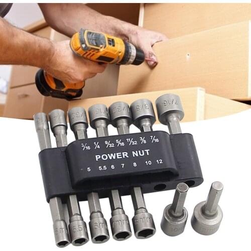 9/14 Pcs/Set Magnetic Hex Socket Sleeve Wrench Set Nozzles Nut Driver Screwdriver Accessories 5-12mm Powerful Drill Tool New