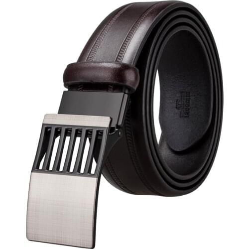 BBK-0015-B 2018 Barry.Wang Genuine Leather luxury Metal Buckle Belts Male Alloy Buckle Belts for Mens Business Party Wedding