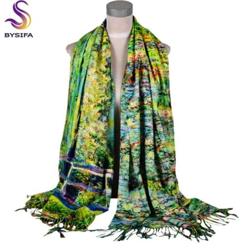 BYSIFA| Fashion Green Women Scarves Shawl 2021 New Design Foulard Winter Warm Long Cashmere Pashmina Ladies Tassel Scarves Wraps
