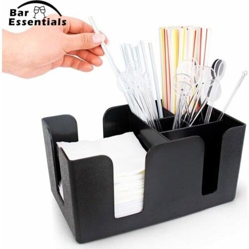 Black Commerical Plastic Bar Caddy Organizer Black with 6 Compartments