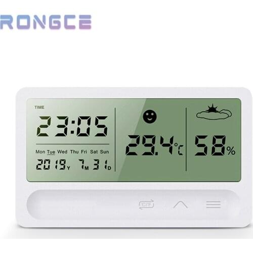 Digital Indoor Hygrometer Thermometer Accurate Temperature Digital Humidity Meter With Date/Time Display Alarm Clock In Bedroom