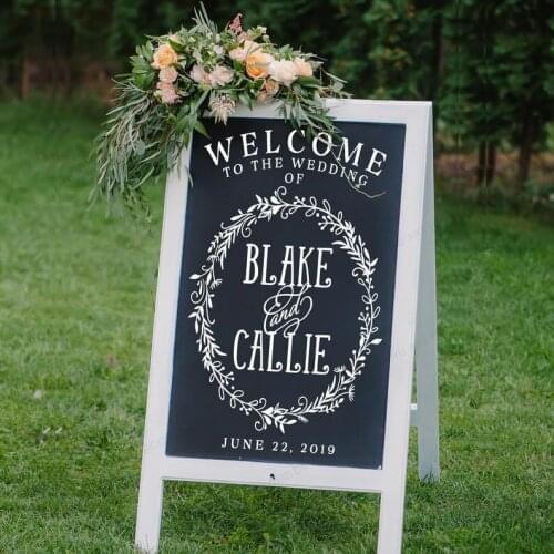 Welcome to the Wedding of Personalized Decal DIY Wedding board decor Custom name wall sticker HJ987