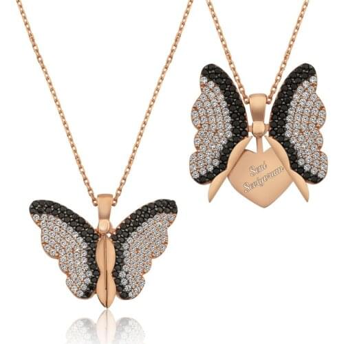 Name Post Silver Butterfly Necklace DN46