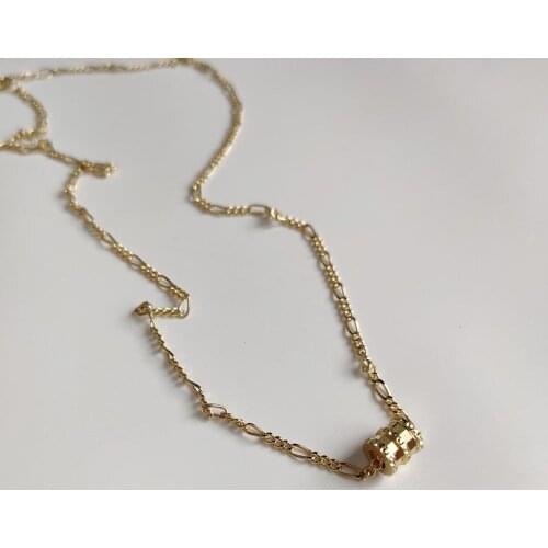 INS Womens Authentic 925 Sterling silver Gold Lucky Beads Pendant Necklace Geometric creative TLX469