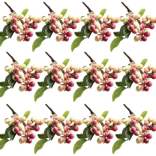 12Pcs Artificial Berry Bouquet ,Simulation Flower Branch,Fake Silk Berry Flower Stem,Faux Lifelike Plant Fruit