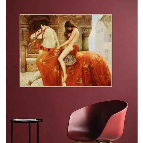 Citon John Collier《Lady Godiva》Canvas Art Oil Painting Famous Artwork Poster Picture Wall Decor Home Living room Decoration