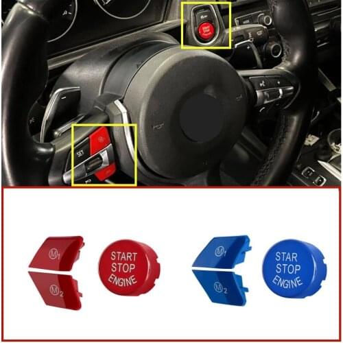 3 PCS Car Steering Wheel M1 M2 Button & Start Engine Switch Button For BMW M3 M4 M5 M6 X5M X6M F10 F15 F16 F30 F34 F36 M Sport