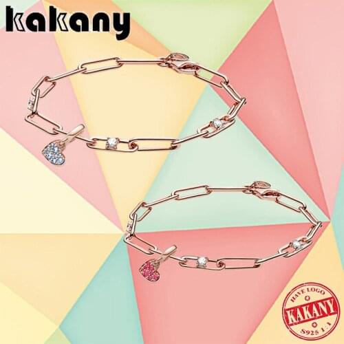 2021 New High Quality 925 Sterling Silver Rose Gold Dream Love Bracelet Set, Original Fashion Lady Diy Charm Jewelry Gift