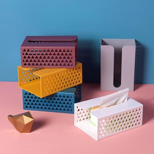 Tissue Storage Box European Hollow Style Punch-free Wall Mounted ABS Pumping Paper Holder for Home