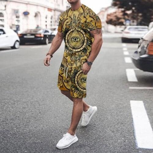 Casual Loose Men Fashion Outfits Summer Short Sleeve O-Neck Tee And Shorts Suits Tracksuit 2021 Early Autumn 3D Printed 2Pcs Set