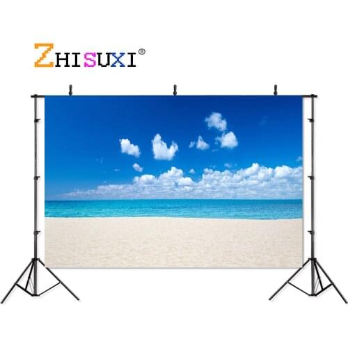 Summer Tropical Sea Beach Palms Tree Photography Background Natural Scenic Photo Backdrops Photo Studio Props 21610 HTF-01