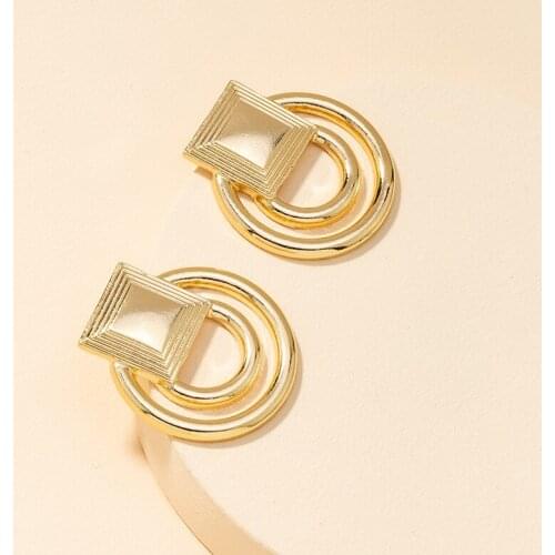 Trendy Jewelry Drop Earrings Retro Geometry Hot Selling 2021 New Design Metal Texture Earrings For Girl Lady Gifts