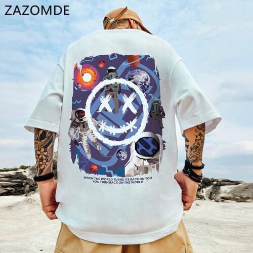 ZAZOMDE Top Cotton Streetwear Men Clothing Round Collar Short Sleeve Tees Youth Tops Plus Size Hip hop Style Oversized Tshirt