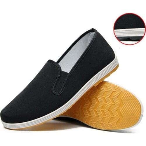 Hot Old Beijing Cloth Shoes for Men Thick bottom Traditional Chinese Style Kung Fu Bruce Lee Tai Chi Retro Rubber Sole Shoes