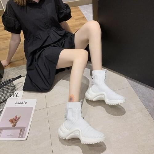2020 New Spring and Autumn leisure versatile Daddy shoes stretch socks shoes high top female fashion sports shoes X563