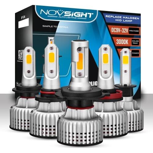 Novsight H4 H7 LED Headlight Bulbs 3000K Gold Yellow Super Bright 12V 72W 10000lm H8 H9 H11 HB3 Auto Car Lights for Car Styling