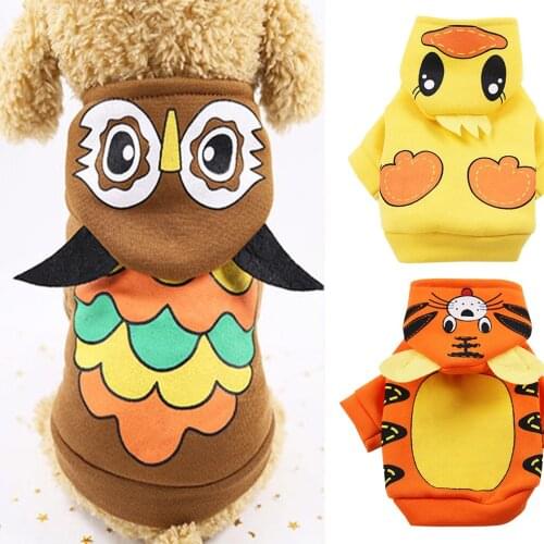Pet Cat Dog Cosplay Clothes Winter Animal Print Hooded Clothes Pet Dog Long Sleeve Top Puppy Warm Coat Jackets Clothes #065