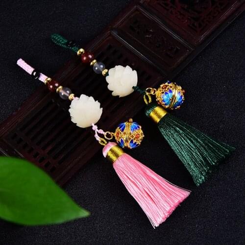 Ancientry Openable Sachet Ball Bodhi Lotus Flower Tassel Bag Car Keychain Keyring Spiritualist Key Ring For MEN WOMEN Gift