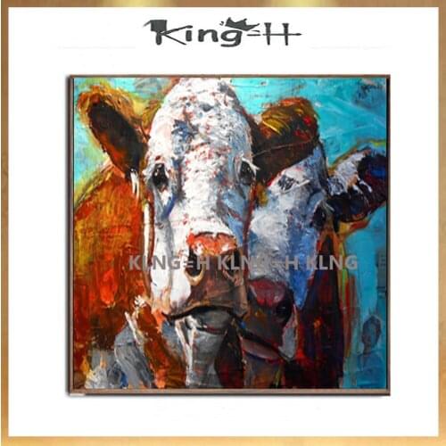 New samples double oil painting works of modern art poster couple cows animals hang a picture to decorate a room