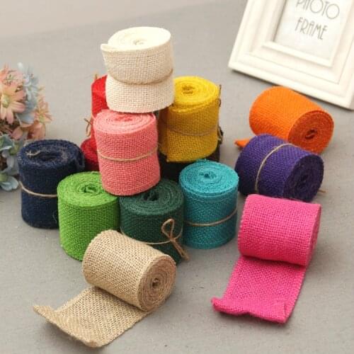 2M/Roll 6cm Natural Jute Burlap Ribbon Rustic Vintage Wedding Decor Hessian Hemp Roll Christmas Party Supplies DIY Decoration