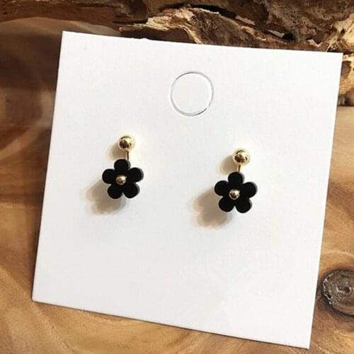 Korean Cute Black Flower Stud Earrings For Women Girl Fashion Sweet Daisy Earring Femme Brinco Summer Jewelry Gifts Wholesale