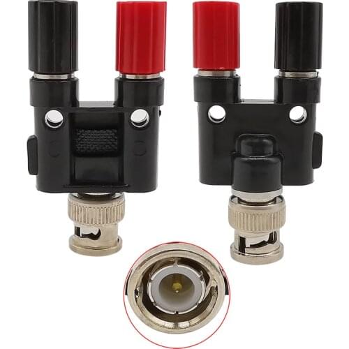 1Pcs BNC Male Plug to 2x Dual 4mm Banana Female Jack Socket Binding Post RF Coax Coaxial Splitter Connector 1M2F