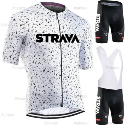 STRAVA Cycling Jersey Set 2021 New Summer Bicycle MTB Cycling Short Tights Males' with Quick-Dry 5D Padded Shorts Bicycle Wear