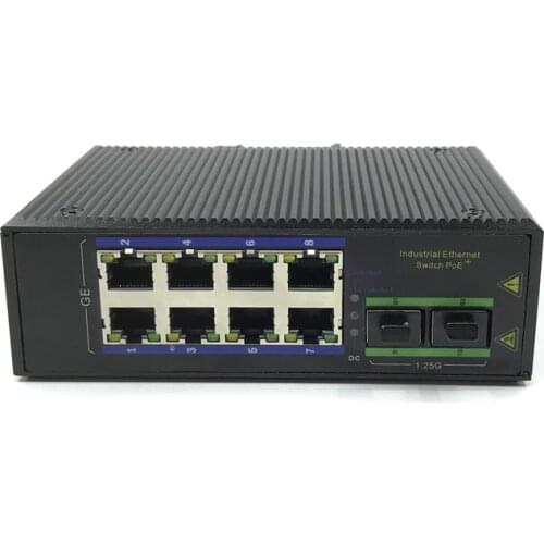 Managed industrial PoE Switch Dual power PoE Switch DIN-Rail Terminal Gigabit 10/100/1000Mbs 8-port RJ45 industrial