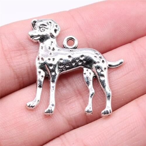 WYSIWYG 3pcs 29x29mm Charms Puppy Dalmatian Dog Metal Alloy Jewelry DIY Accessories