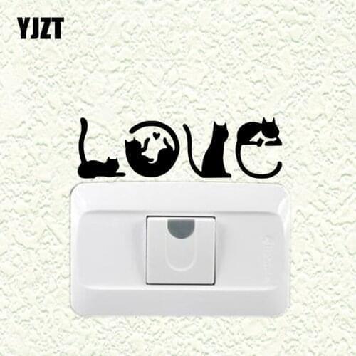 YJZT I Love Cat Vinyl Decal Wall Switch Sticker Bedroom Decor Cat Family Funny Animal S19-0167