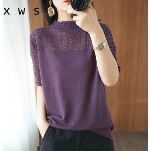 Thin Hollow Out sweater Women sexy pullover Knitted 2020 New Summer Tops Woman Short Sleeve Casual sweater Female jumper Femm