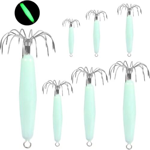 1Pc Luminous Squid Lure Jig Octopus Fishing Lure Jigs Artificial Bait Cuttlefish Bait Fishing Hooks Tools