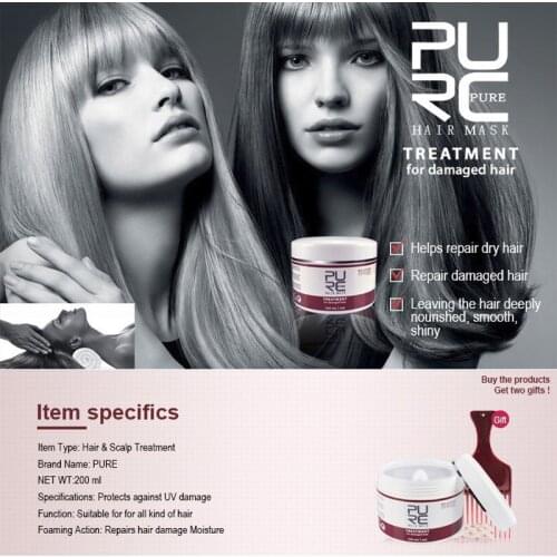 200ml Natural Keratin Hair Mask with fork comb Moisture Deep Recovery Hair Mask Hair & Scalp Treatment Argan Oil Hair Care Mask