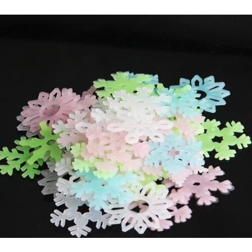 50pcs Luminous Snowflakes Wall Sticker Winter Frozen Party DIY Ornaments Christmas Decorations for Home Fake Snow Decor