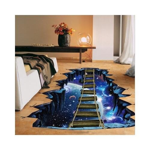 90*60cm Creative Wall Sticker 3D Cosmic Space Galaxy Star Bridge Kids Room Decoration Poster Wall Art Floor Wallpaper