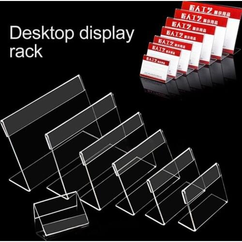 Acrylic Clear Plastic Supermarket Desktop Sign Labels Frame Price Tag Display Paper Card Holder Price Name Card Tag Stand Racks