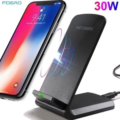 FDGAO 30W Qi Wireless Charger Stand for iPhone 12 11 XS XR X 8 Wireless Fast Charging Dock for Samsung S10 S20 S21 Phone Charger