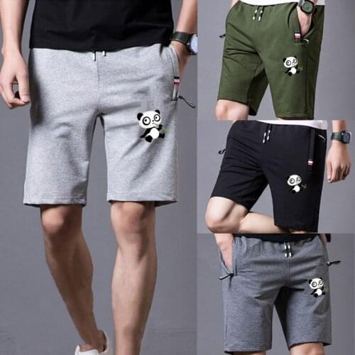 Summer Man Fashion Breeches Elastic Waist Panda Cat Paw Print Polyester Soft Comfortable Casual Plus Size Fitness Shorts Male