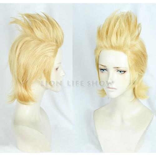 Halloween Cosplay Mirio Toogata Golden Wig Cosplay Boku no Academia Cosplay Role Play My Hero Academia Hair + Wig Cap