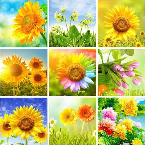 HUACAN 5D Diy Diamond Embroidery Full Square Sunflowers Cross Stitch Painting Home Decoration Gift