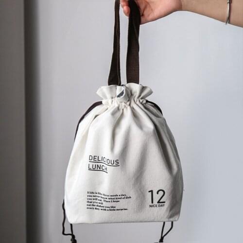 Insulated Lunch Box Bento Bag Handbag Simple Office Worker Lunch Bag Handbag Canvas Hand Bag