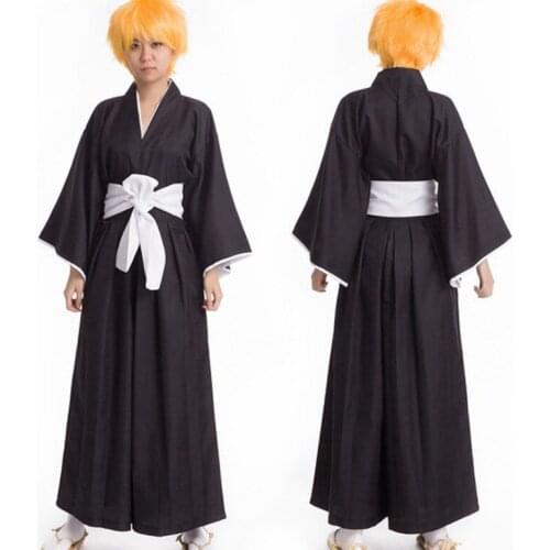 Bleach Cosplay Costume Black Bleach Robe Kimono Bleach Halloween Carnival Party Costume