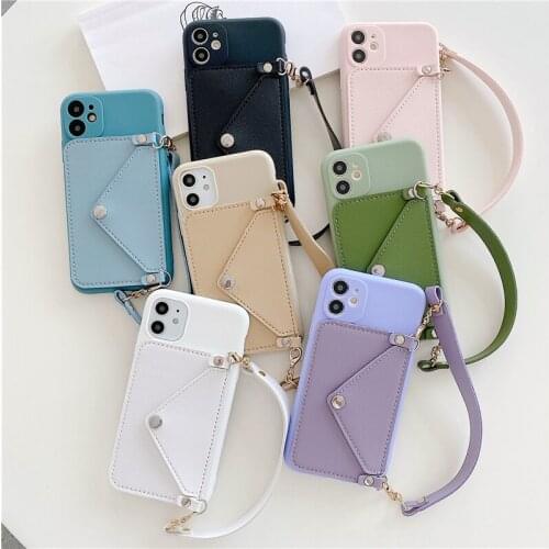 Leather Card Slot With Shoulder Strap Phone Case For huawei nova6 nova6se nova7 nova7se nova7pro nova8 Lanyard Crossbody Wallet