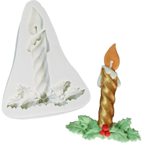 KUXSE 3D Birthday Candle Silicone Mold Christmas Cake Decorating Tools Fondant Chocolate Mold Sugarcrft Gumpaste Molds