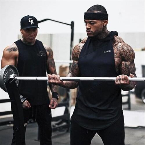 2020 Bodybuilding Stringer Tank Tops Men Gym Stringer Shirt Fitness Tank Top Quick Dry Mens Sports Clothing Hooded Vest Singlet