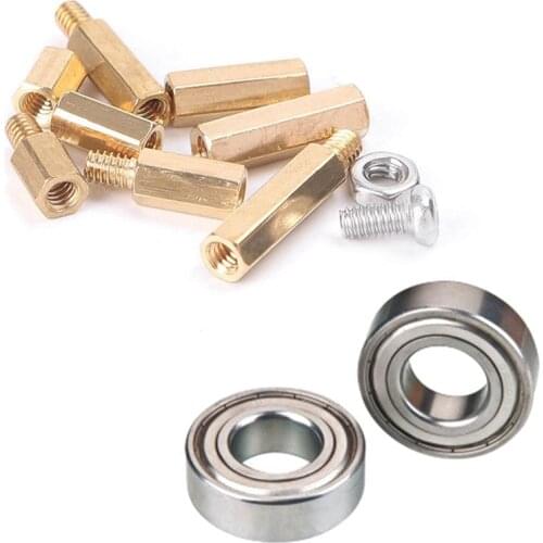 20Pcs 695ZZ Miniature Deep Groove Ball Bearing & 300 pcs M2 Hex Column Spacer Screw Nut Assortment Kit