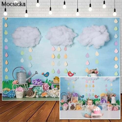 Mocsicka Spring Flowers Photography Backdrops Children 1st Birthday Cake Smash Photo Props Studio Booth Background Supplies