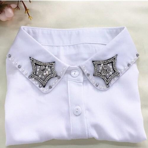 Fashion five-star shirt fake Beautiful necklace female Pink aquatic flower warm chiffon bust shirt female pointed half-shirt