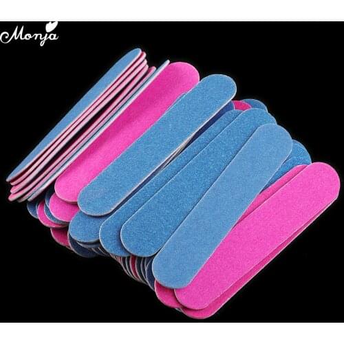 Monja 100pcs/Set Nail Art 100/180 Nail File Disposable Cuticle Remover Polishing Buffing Buffer Mini Sanding Paper Manicure Tool