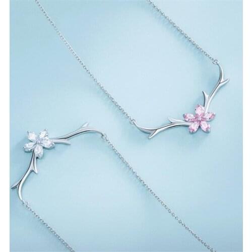 New Simple Sweet Deer Beautiful Flower 925 Sterling Silver Jewelry Personality Antler Clavicle Chain Popular Necklaces H462